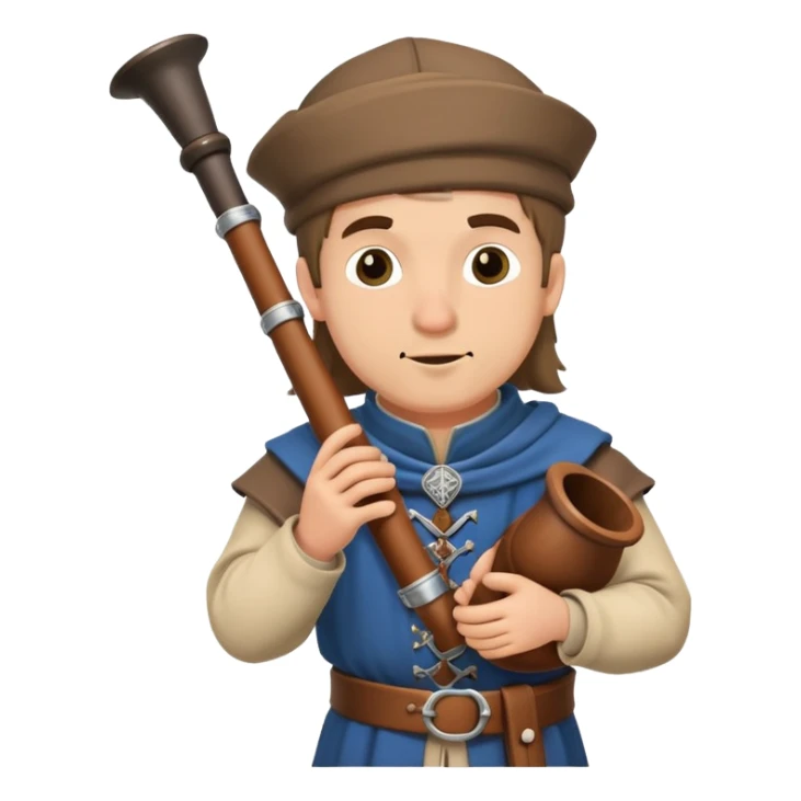 musician playing medievel pipe sticker