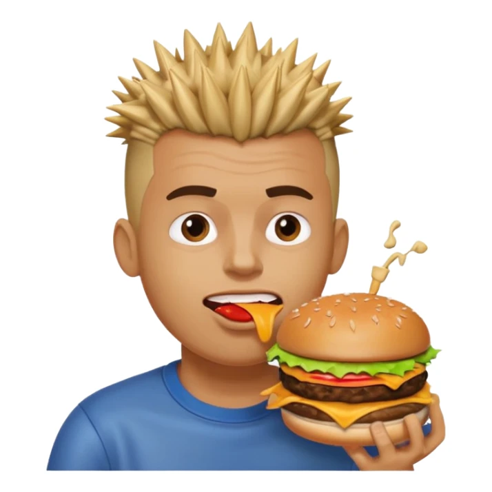 fast-food lover man  with spiky hair mohawk  sticker