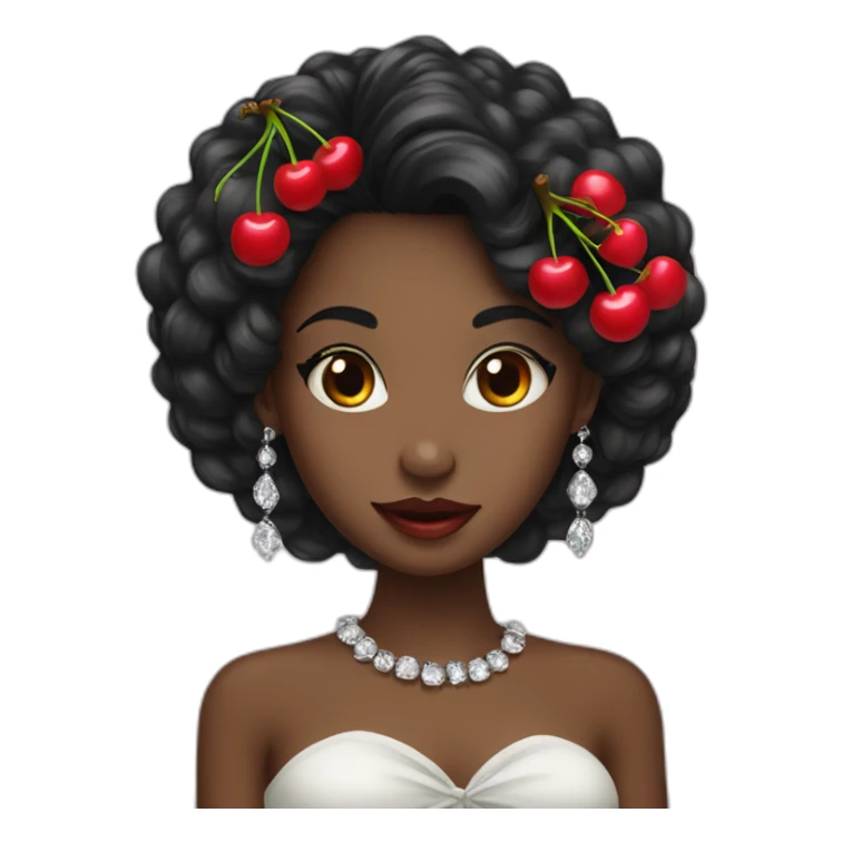 black hair girl with cherry jewelery sticker