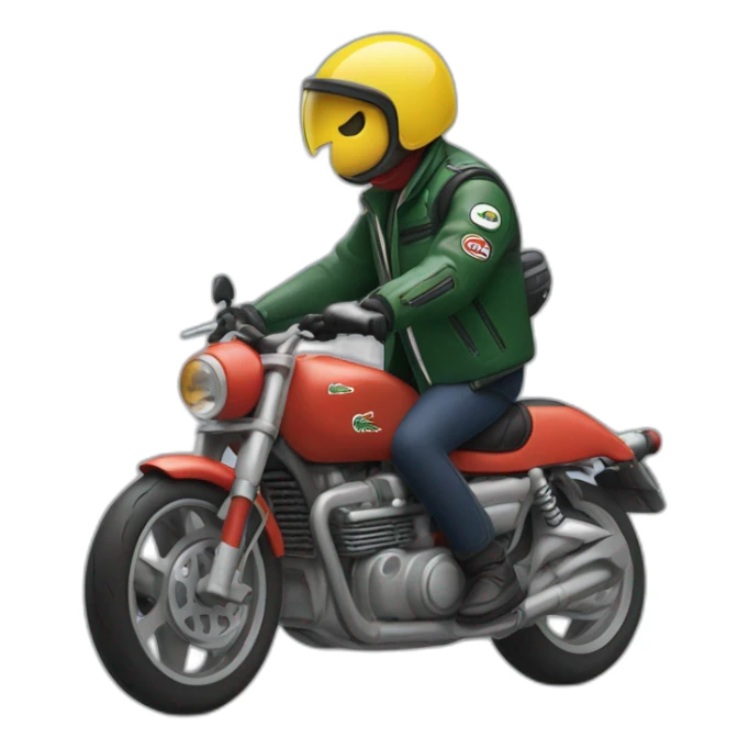 In motociclye with lacoste puffer sticker