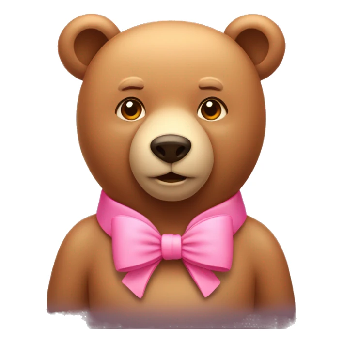 light brown bear with pretty pink bow around neck sticker