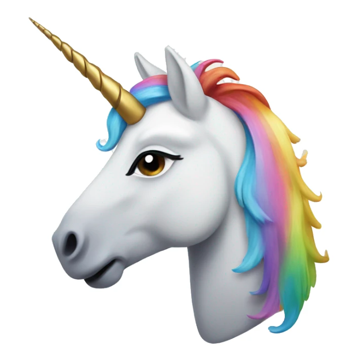 unicorn head with a pastel rainbow mane and a golden horn sticker
