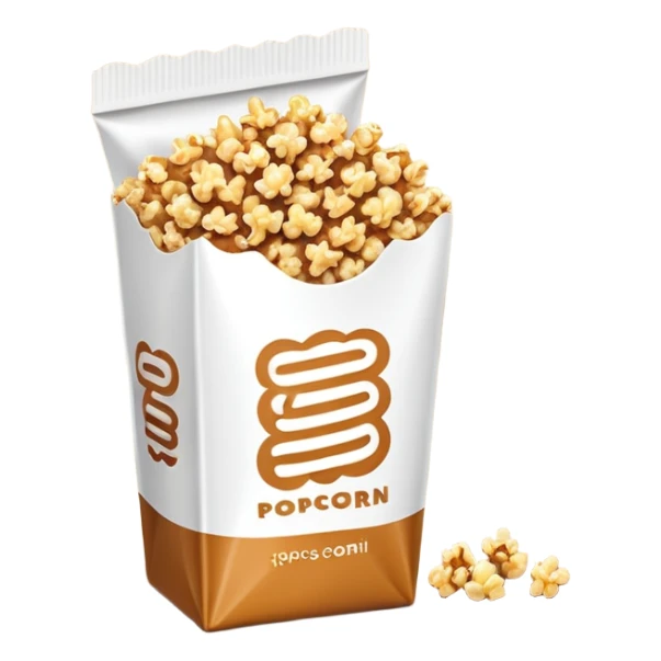 minimalist caramel popcorn in a plain package, golden brown caramel color, extremely simple design, no text, glossy iOS emoji style sticker