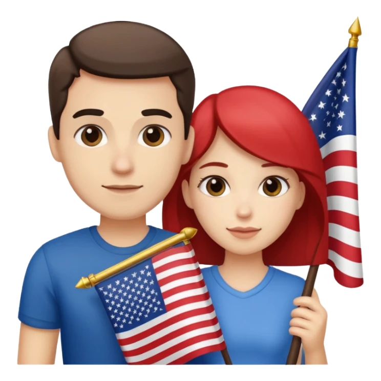 american flag hold in hands by a couple sticker