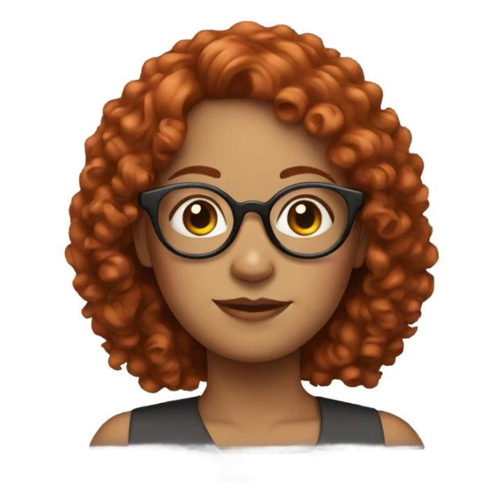 woman with red curly hair and round glasses sticker