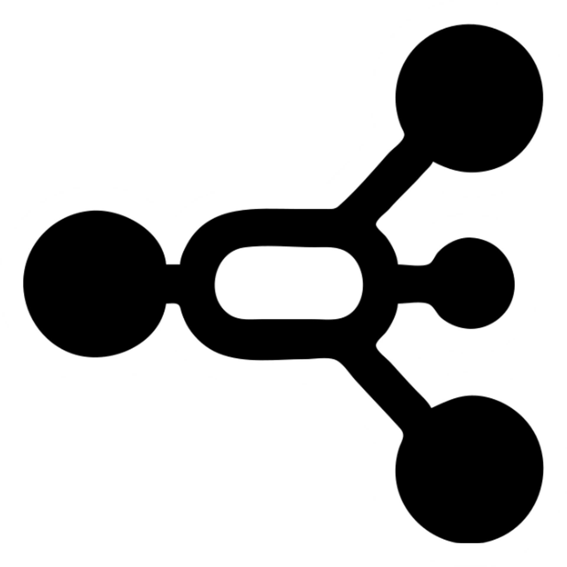 icon for "Supply Chain Experience" in black filled style, abstract representation, interconnected nodes sticker