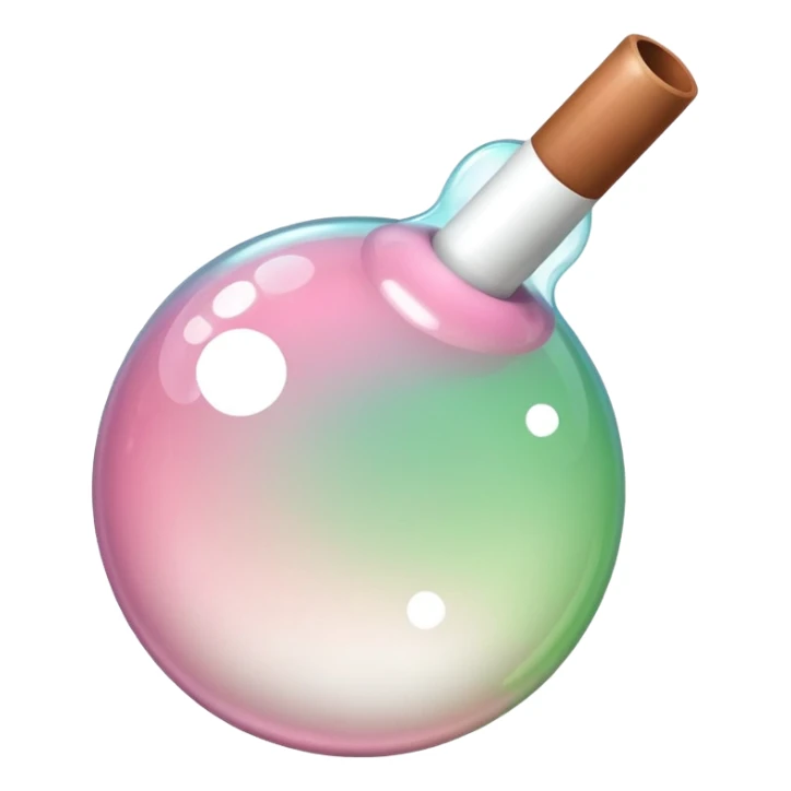 Aesthetic Bubble Tee with a pink-to-white and white-to-green match gradient, brown balls and a brown tube sticker