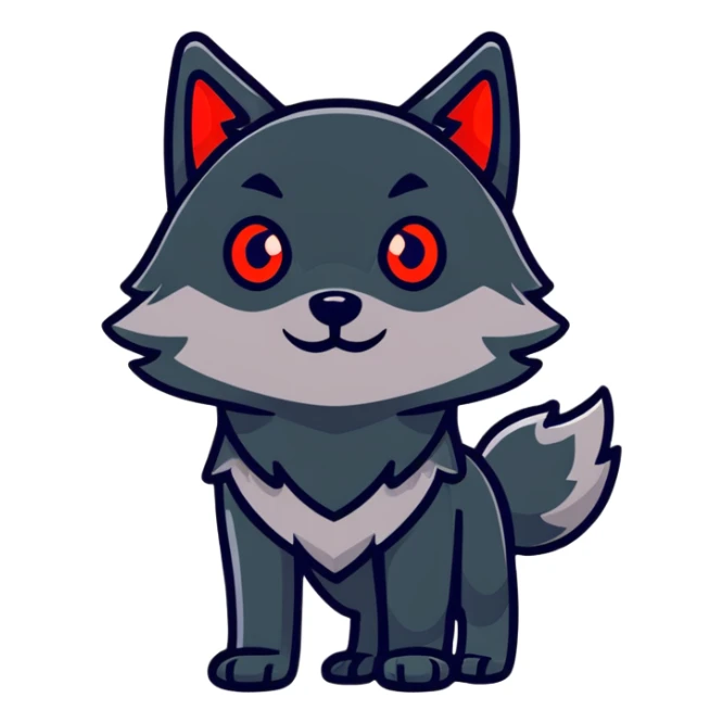 black wolf with glowing red eyes sticker