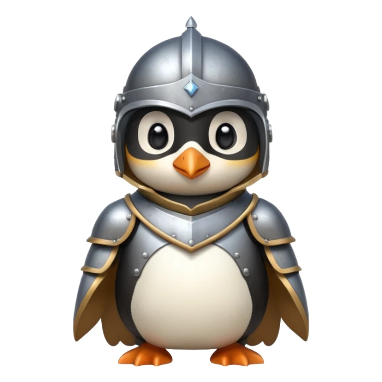 cute penguin in medieval knight armor, visor up sticker