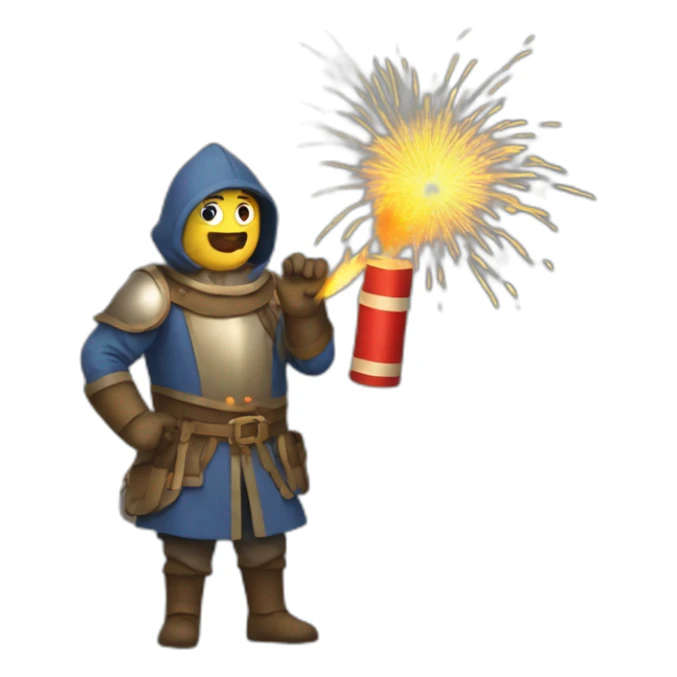 medieval Pyrotechnician seeing some fireworks go off in front of him sticker