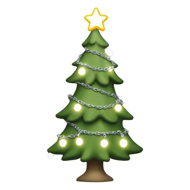 Sage green christmas tree with chain lights and white decorations sticker