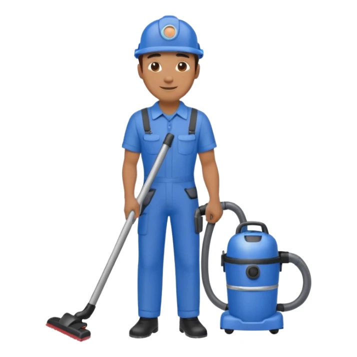 técnico de limpieza hombre sujetando una aspiradora de agua sticker