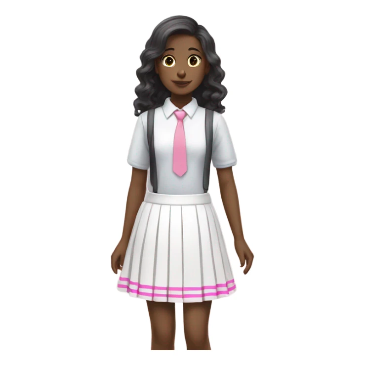 school uniform white skirt with pink pastel strips  sticker