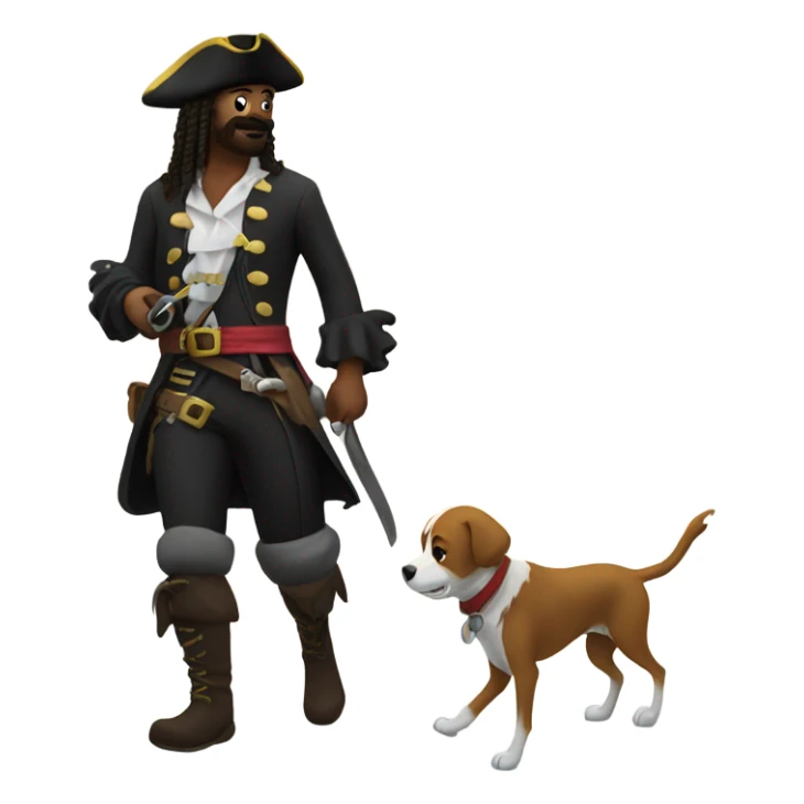 pirate walking a dog in the snow sticker
