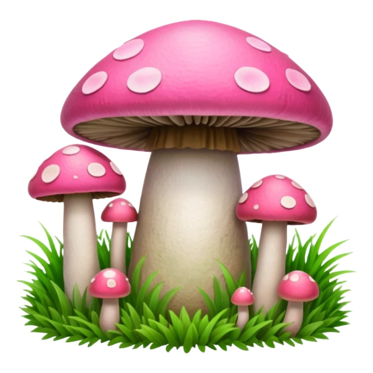 P.P letters, pink and green, with grass growing, mushrooms around sticker