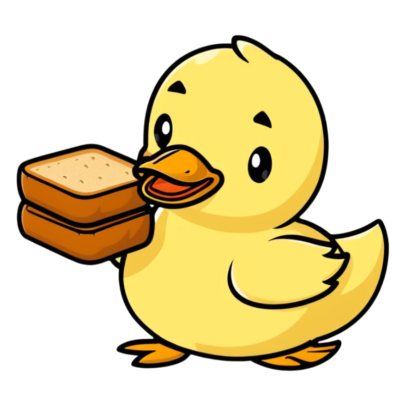 duck made of gluten emerging from bread loaf sticker