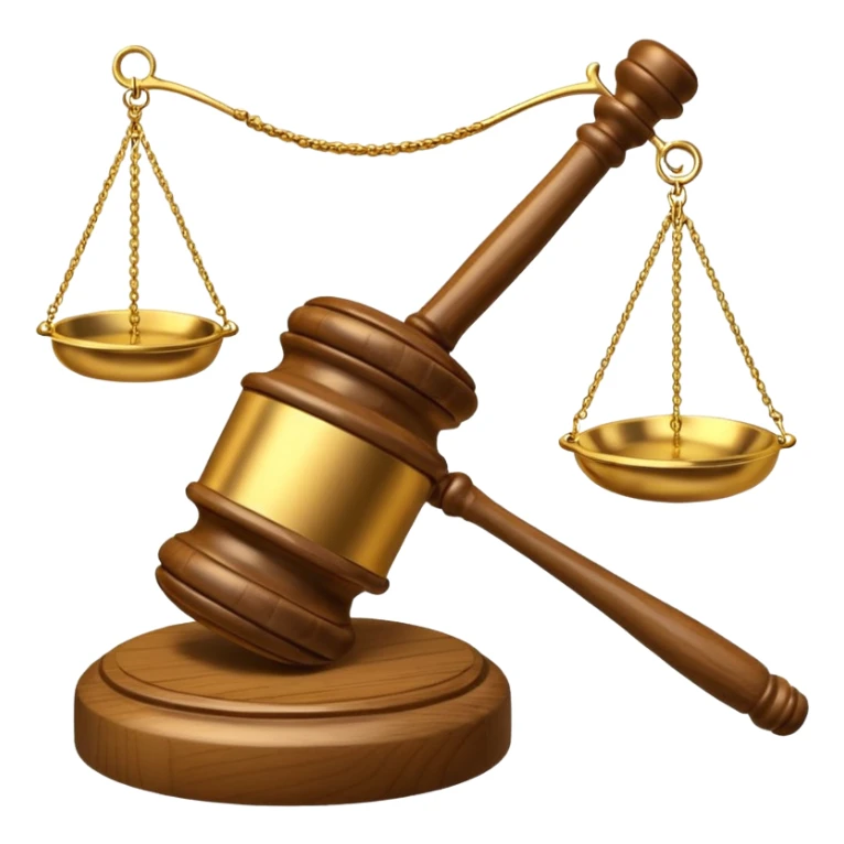 a gavel and a scale, symbolizing justice and international law sticker