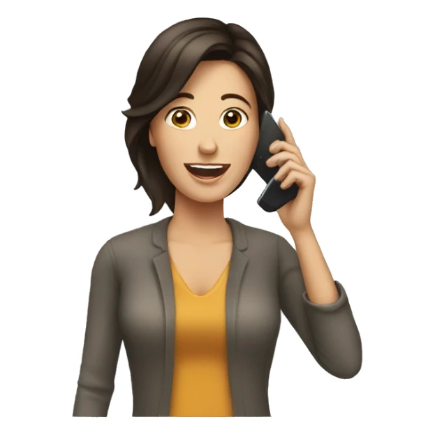 Brunette Woman talking on cell phone sticker