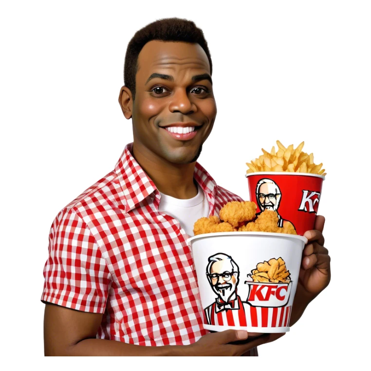 african american man holding kfc sticker