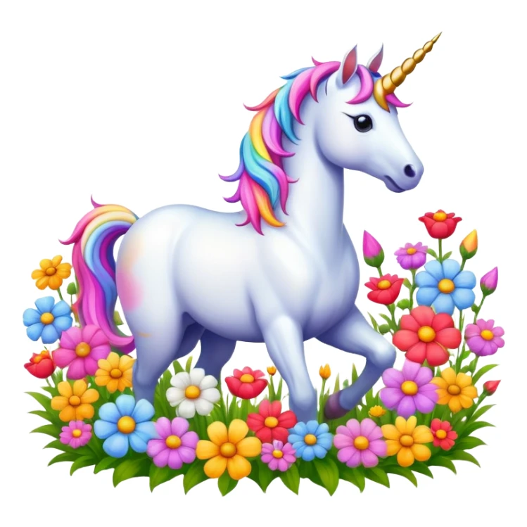 unicorn in a field of flowers sticker