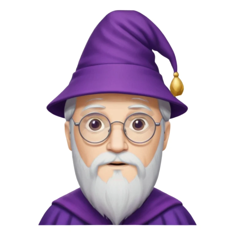 dumbledore, white hair, wear purple magic hat, glasses sticker