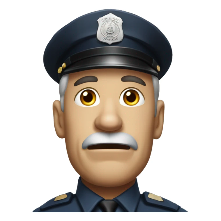 Photorealistic old American policeman is seriously scared sticker