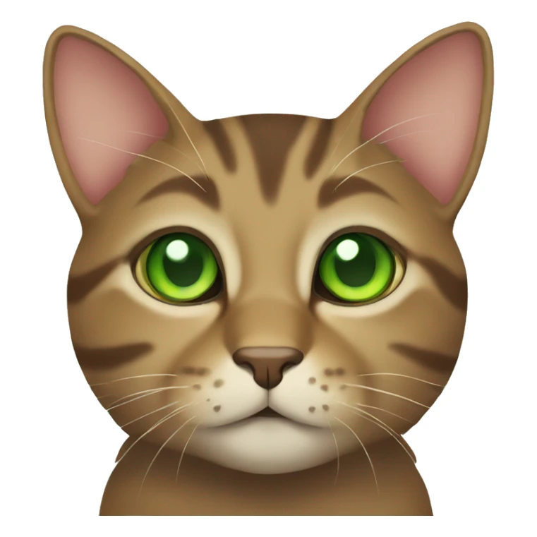 Tabby brown cat with green eyes and green collar  sticker