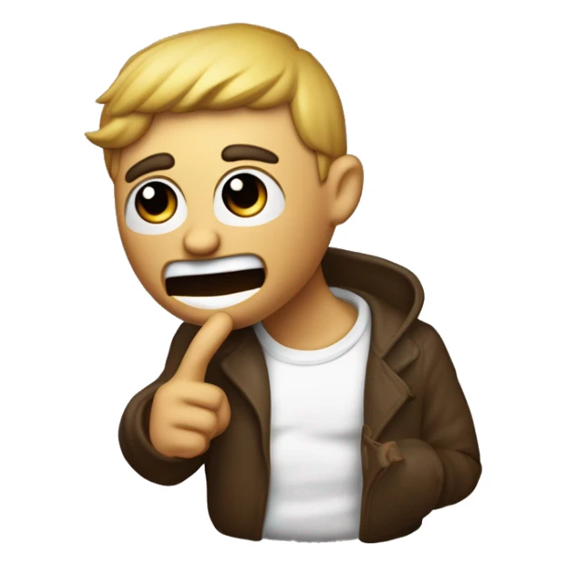 figura con cuernos pequeños y una sonrisa maliciosa como el 😈, con un gesto de "shhh" o dedo en los labios del 🤫 y nibes saliendo de la nariz como el de 😤 sticker