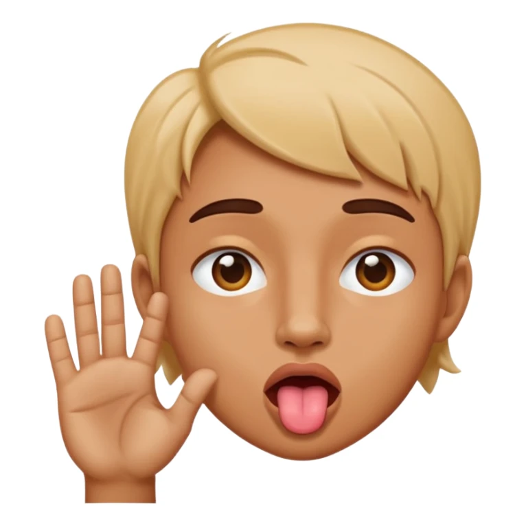 Hands out on the side of face sticking tongue out sticker