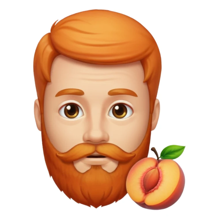 man with beard, face first in a peach sticker