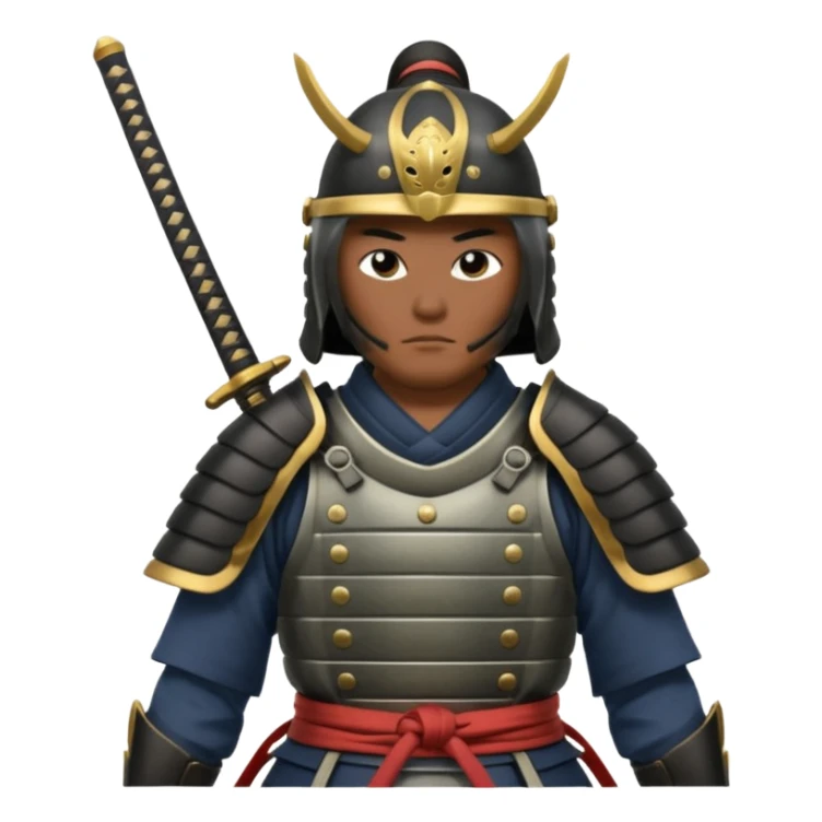 samurai lord, Armored noble with katana at side, kabuto helmet, stern posture. sticker