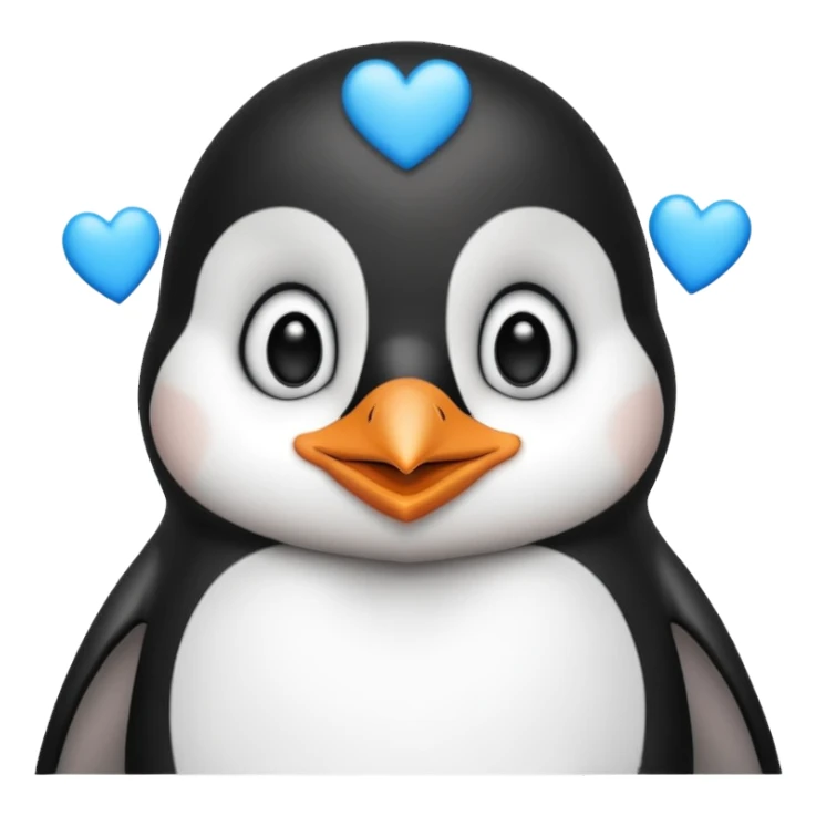 loving penguin whit blue hearts around him sticker