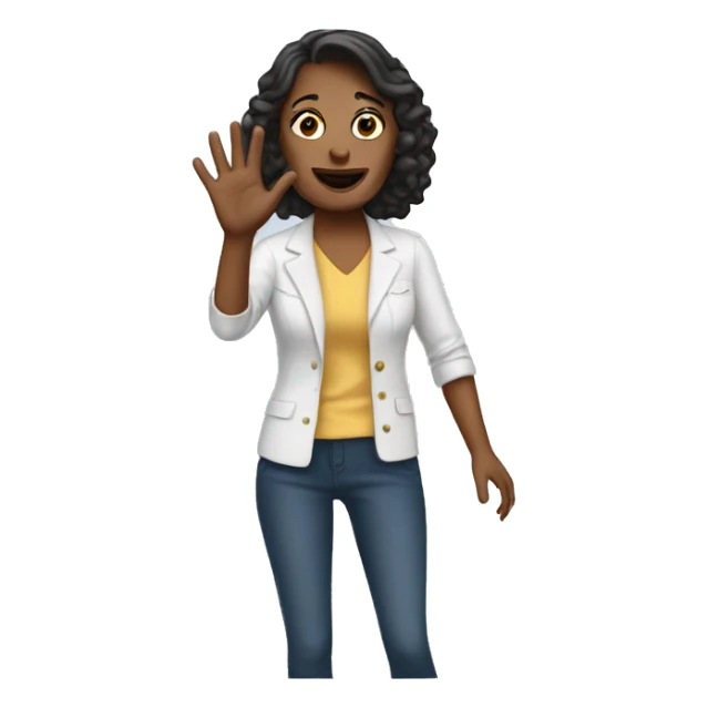 Waving bye woman white skine  sticker