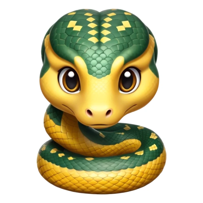 cinematic-cute-anaconda-portrait-emoji,-head-tilted-playfully-and-inquisitively,-with-a-sleek,-shimmering-body-adorned-with-detailed-scale-sriped patterns-and-round,-sparkling-eyes-full-of-wonder,-simplified-yet-irresistibly-adorable-features sticker