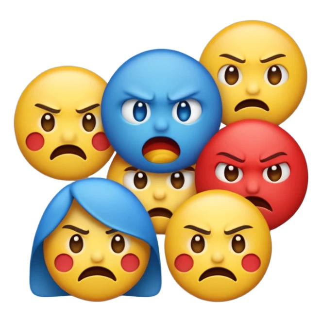 An angry emoji + sad emoji + silly emoji sticker