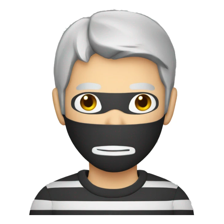 Burglar with mask and striped jumper and grey hair sticker