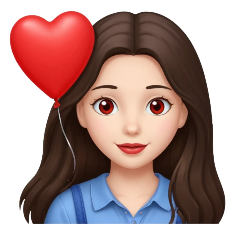 white happy long haired brunette girl hazel eyes valentines sticker