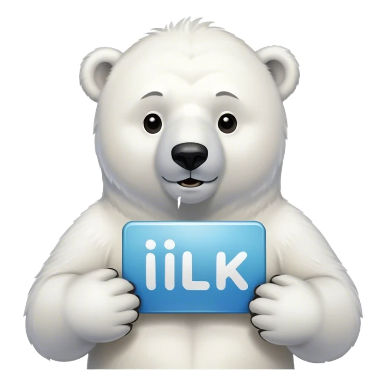 Apolar bear holding a logo that says "ilik" sticker
