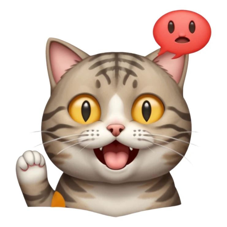 Cat meme, a gray tabby cat holding its head and screaming, with its eyes closed and mouth open, looking annoyed sticker