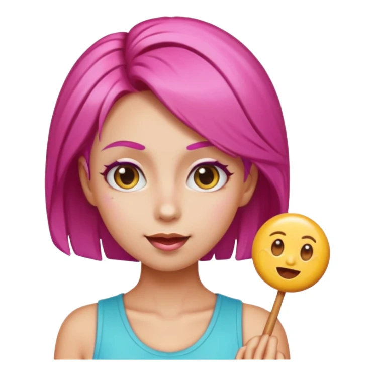 v-line face, candy hair, slim and small woman, emoji with various emotions sticker