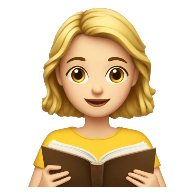 european girl reading book sticker