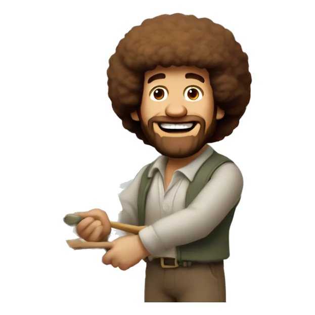 bob ross showing a painting sticker