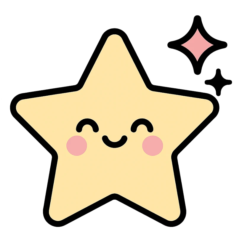 pastel colored minimal kawaii star with modern lines and slight sparkle sticker