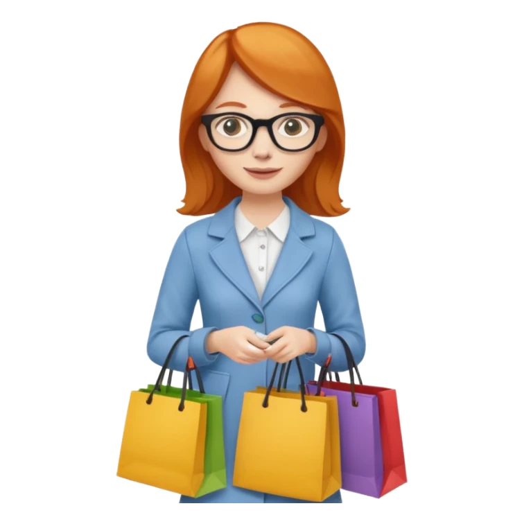 ginger woman with glasses holding shopping bags sticker