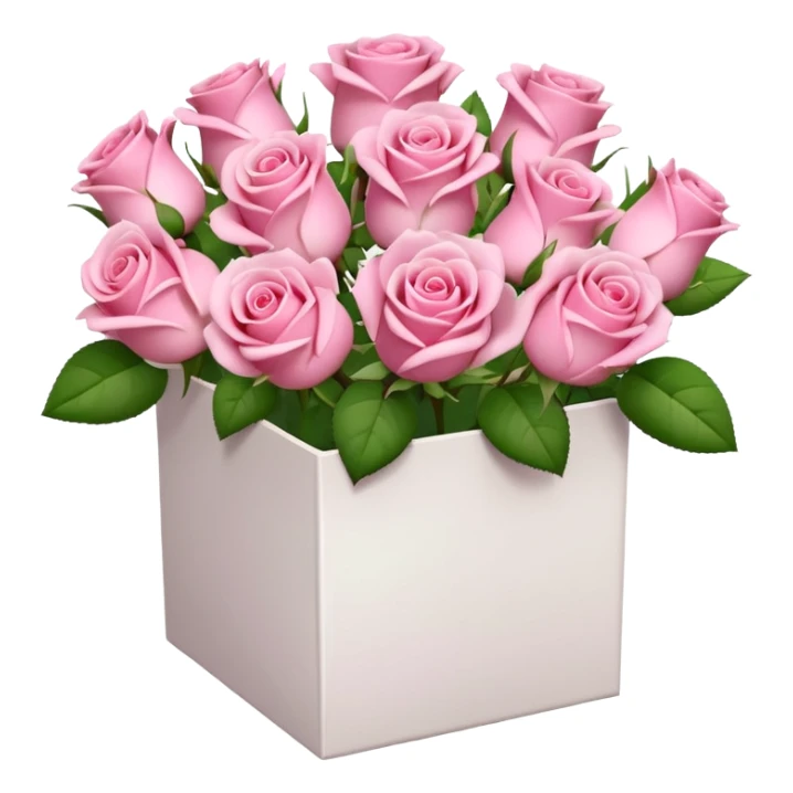 bouquet of pink 25 roses in a white box sticker
