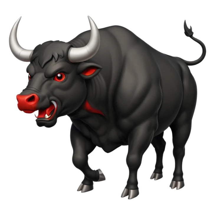 angry running black bull side view with red eyes sticker