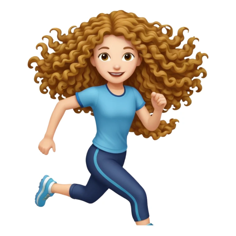 curly long girl running sticker