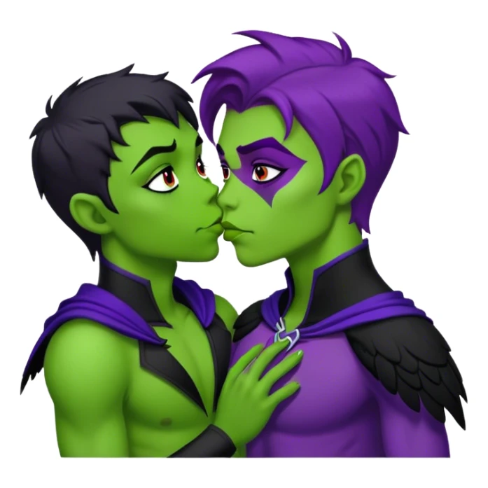 Beast boy kiss raven sticker