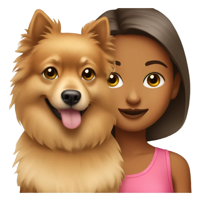 Young tanned girl with Pomeranian sticker