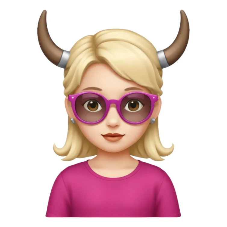 child girl with horns and sunglasses sticker